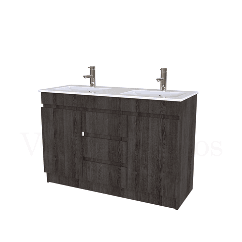 Mueble vanitorio doble al piso de 120 cm con cubierta de loza / M2-1201-D / Espresso