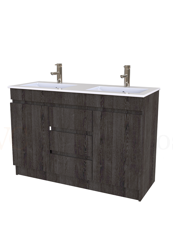 Mueble vanitorio doble al piso de 120 cm con cubierta de loza / M2-1201-D / Espresso 1