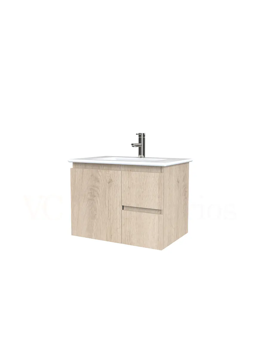 Mueble vanitorio aereo con cubierta de loza de 60 cm  /  M2-601-A / Jerez 1