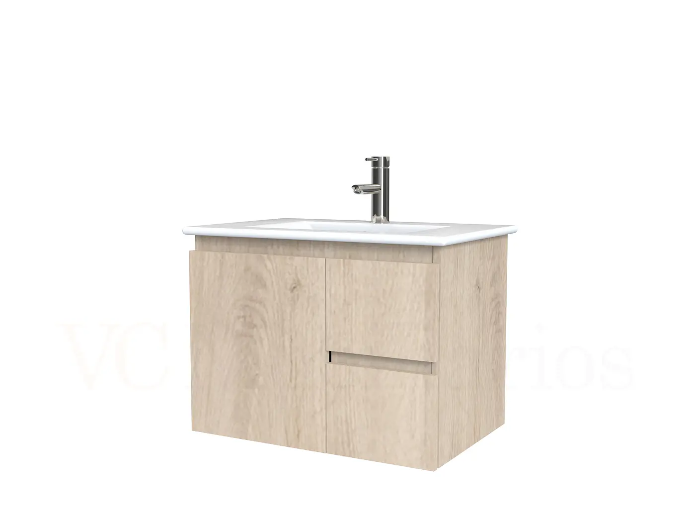 Mueble vanitorio aereo con cubierta de loza de 60 cm  /  M2-601-A / Jerez 1