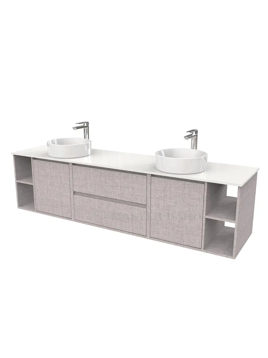 Mueble Vanitorio aereo para lavamanos sobreponer doble  de 200cm / M3-2034 -SPD / Notte 1