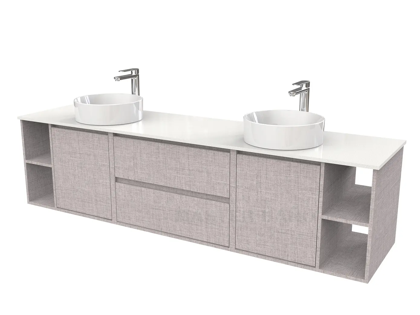 Mueble Vanitorio aereo para lavamanos sobreponer doble  de 200cm / M3-2034 -SPD / Notte 1