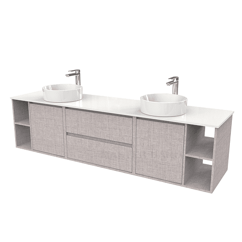 Mueble Vanitorio aereo para lavamanos sobreponer doble  de 200cm / M3-2034 -SPD / Notte