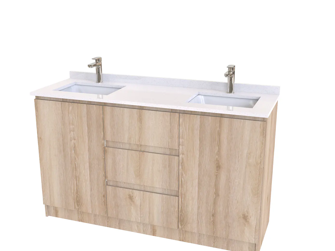 Mueble vanitorio Doble al piso con cubierta de cuarzo  de 140 cm /  M2-1434 -D / Cava 1