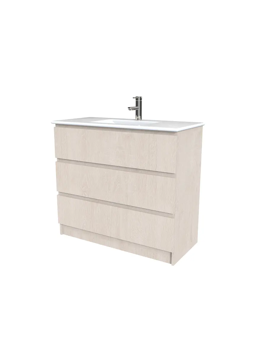 Mueble vanitorio al piso  de 100  cm con cubierta de loza M3-001  / Provenzal 1