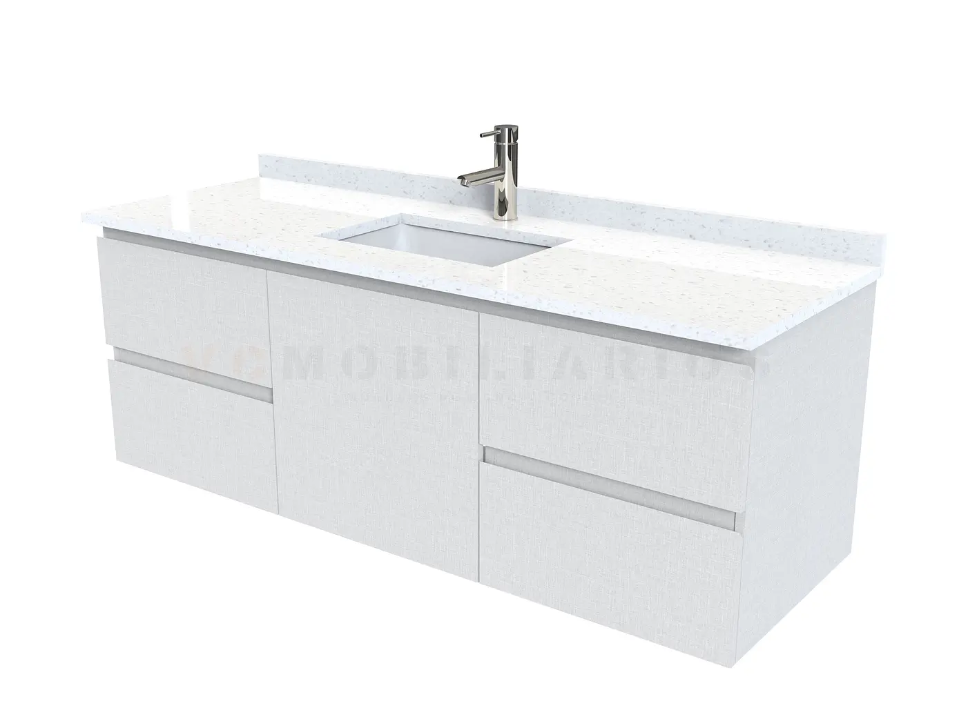 Mueble vanitorio aereo de 150 cm con cubierta de cuarzo / M2-1538-A /  Giorno 1