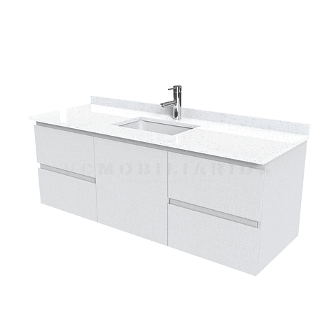 Mueble vanitorio aereo de 150 cm con cubierta de cuarzo / M2-1538-A /  Giorno