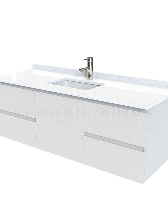 Mueble vanitorio aereo de 150 cm con cubierta de cuarzo / M2-1538-A /  Giorno 1