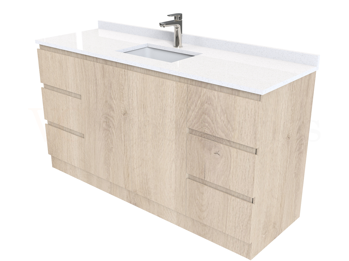 Mueble vanitorio al piso de 150 cm con cubierta de cuarzo M2-1538 / Jerez 1