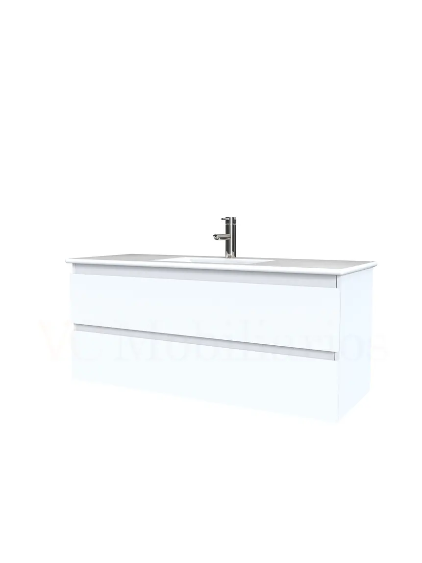 Mueble vanitorio aereo con cubierta de loza de 100 cm / M3-1001-A / Blanco 1
