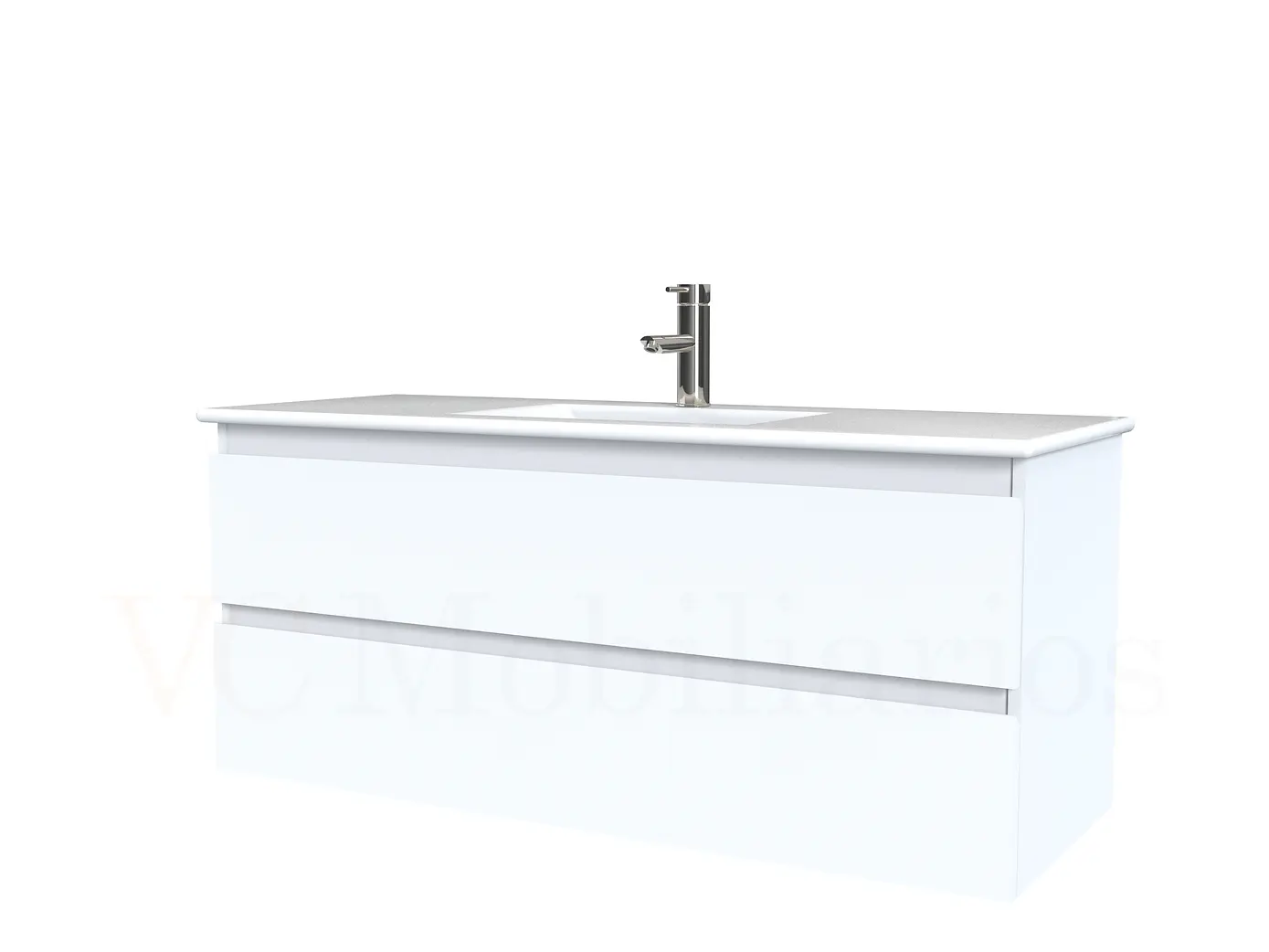 Mueble vanitorio aereo con cubierta de loza de 100 cm / M3-1001-A / Blanco 1