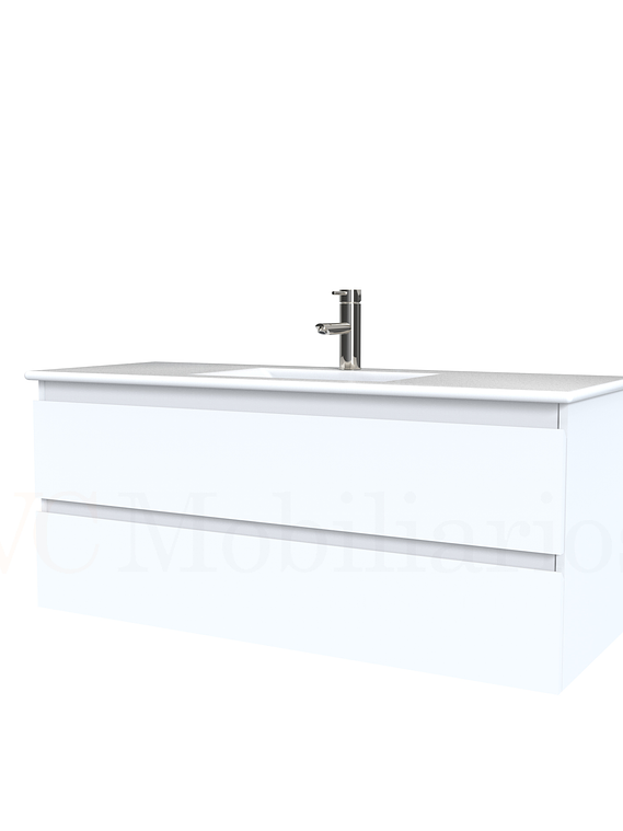 Mueble vanitorio aereo con cubierta de loza de 100 cm / M3-1001-A / Blanco 1