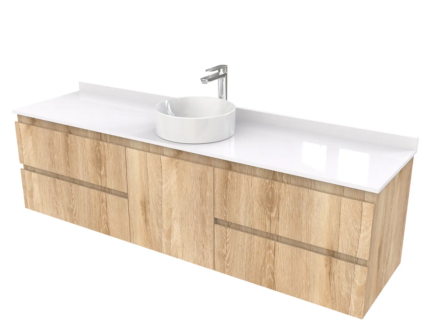 Mueble Vanitorio  aereo para lavamanos sobreponer simple de 180 cm M2-1830-SPA / Cava 1