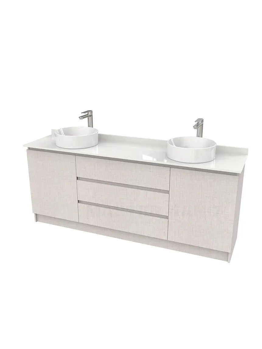 Mueble vanitorio al piso doble para lavamanos de sobreponer de 190cm /  M2-1938-DP / Giorno 1
