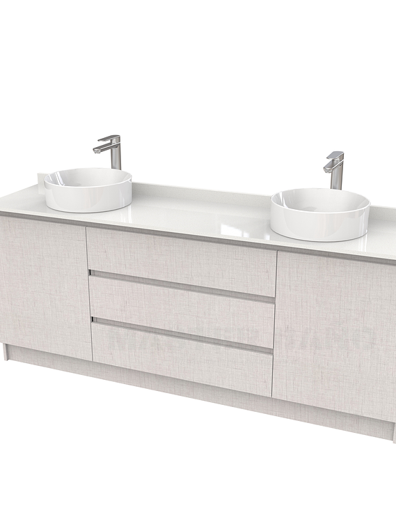 Mueble vanitorio al piso doble para lavamanos de sobreponer de 190cm /  M2-1938-DP / Giorno 1