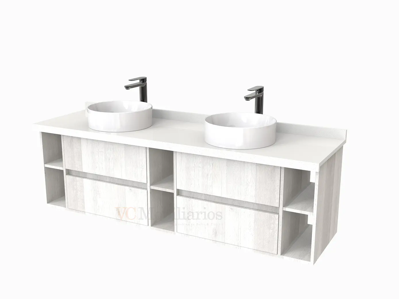 Mueble Vanitorio  para lavamanos sobreponer Doble de 170 cm M5-1730-SPA / Legno 1