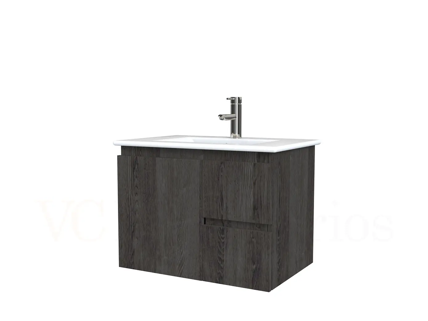 Mueble vanitorio aereo con cubierta de loza de 60 cm  /  M2-601-A / Espresso 1