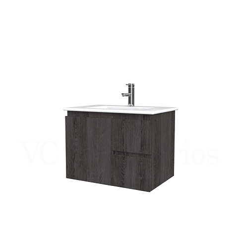 Mueble vanitorio aereo con cubierta de loza de 60 cm  /  M2-601-A / Espresso