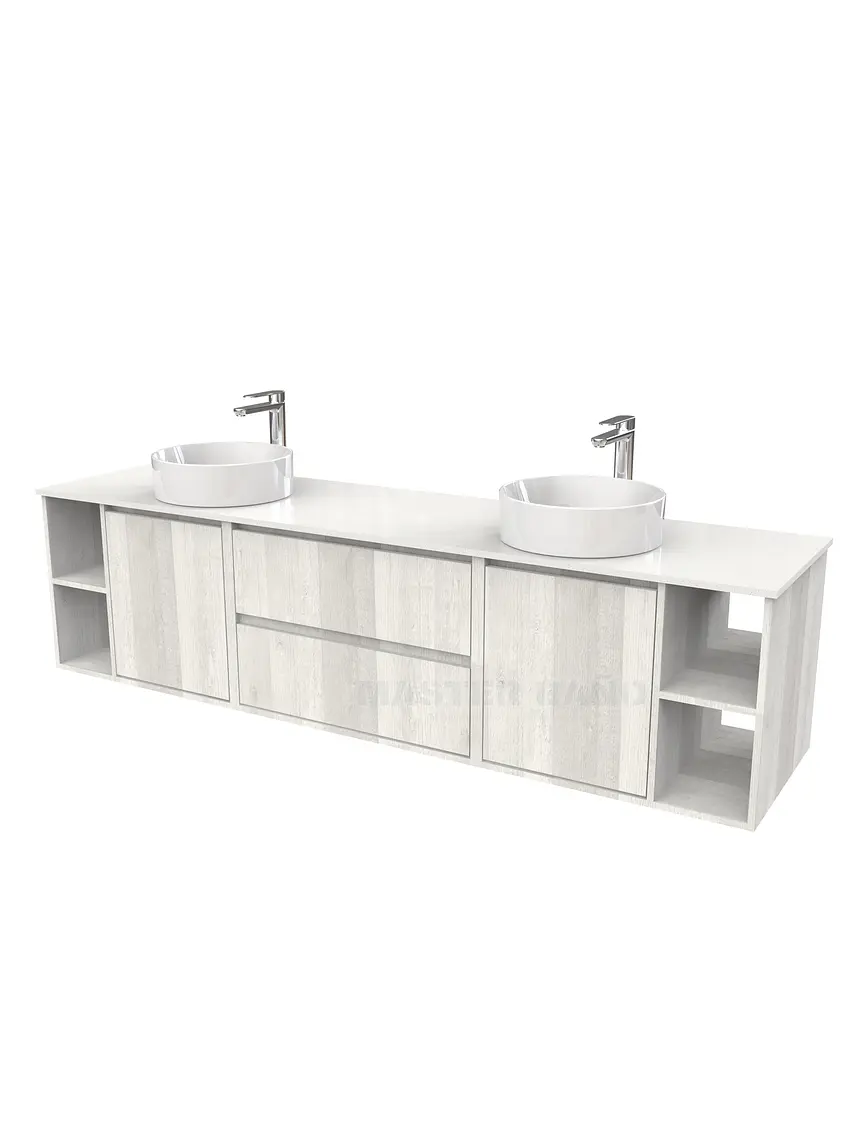 Mueble Vanitorio aereo para lavamanos sobreponer doble  de 200cm / M3-2034 -SPD / Legno 1