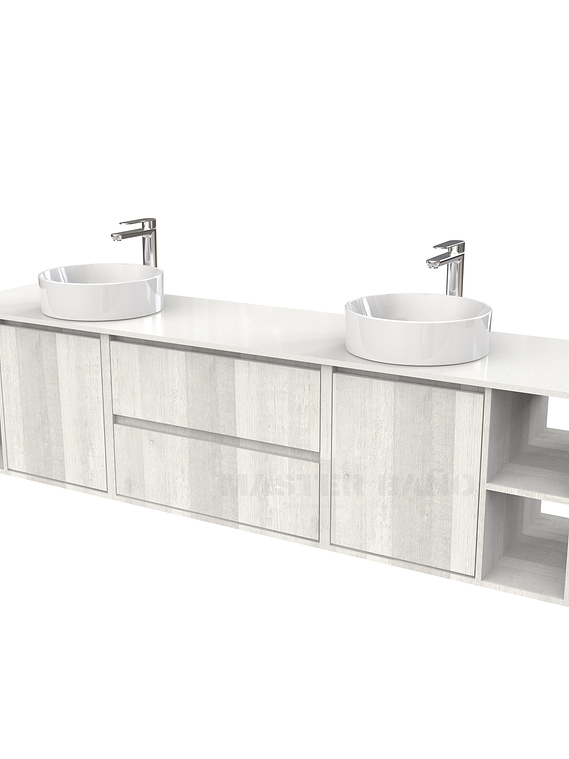 Mueble Vanitorio aereo para lavamanos sobreponer doble  de 200cm / M3-2034 -SPD / Legno 1