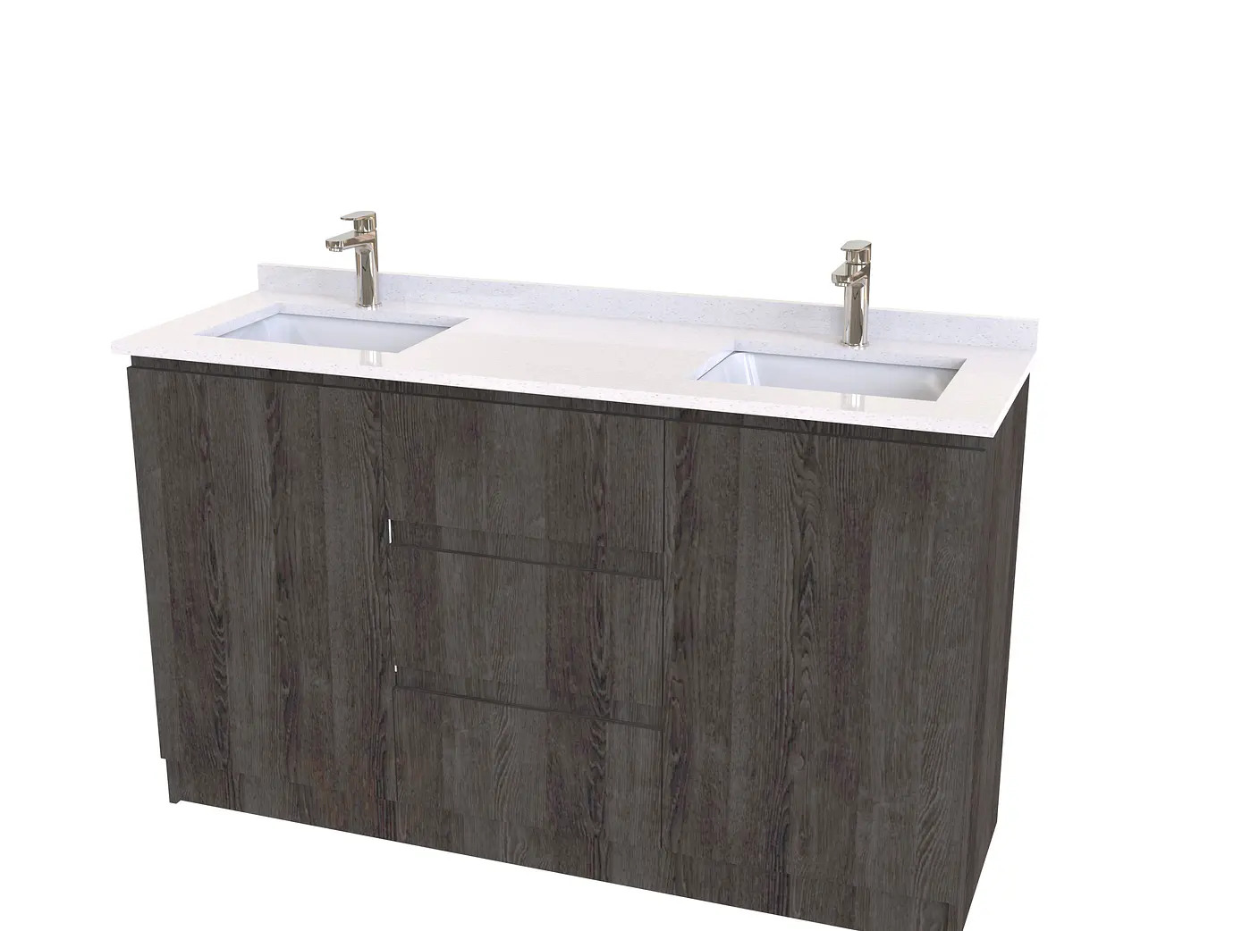 Mueble vanitorio Doble al piso con cubierta de cuarzo  de 140 cm /  M2-1434 -D / Espresso 1