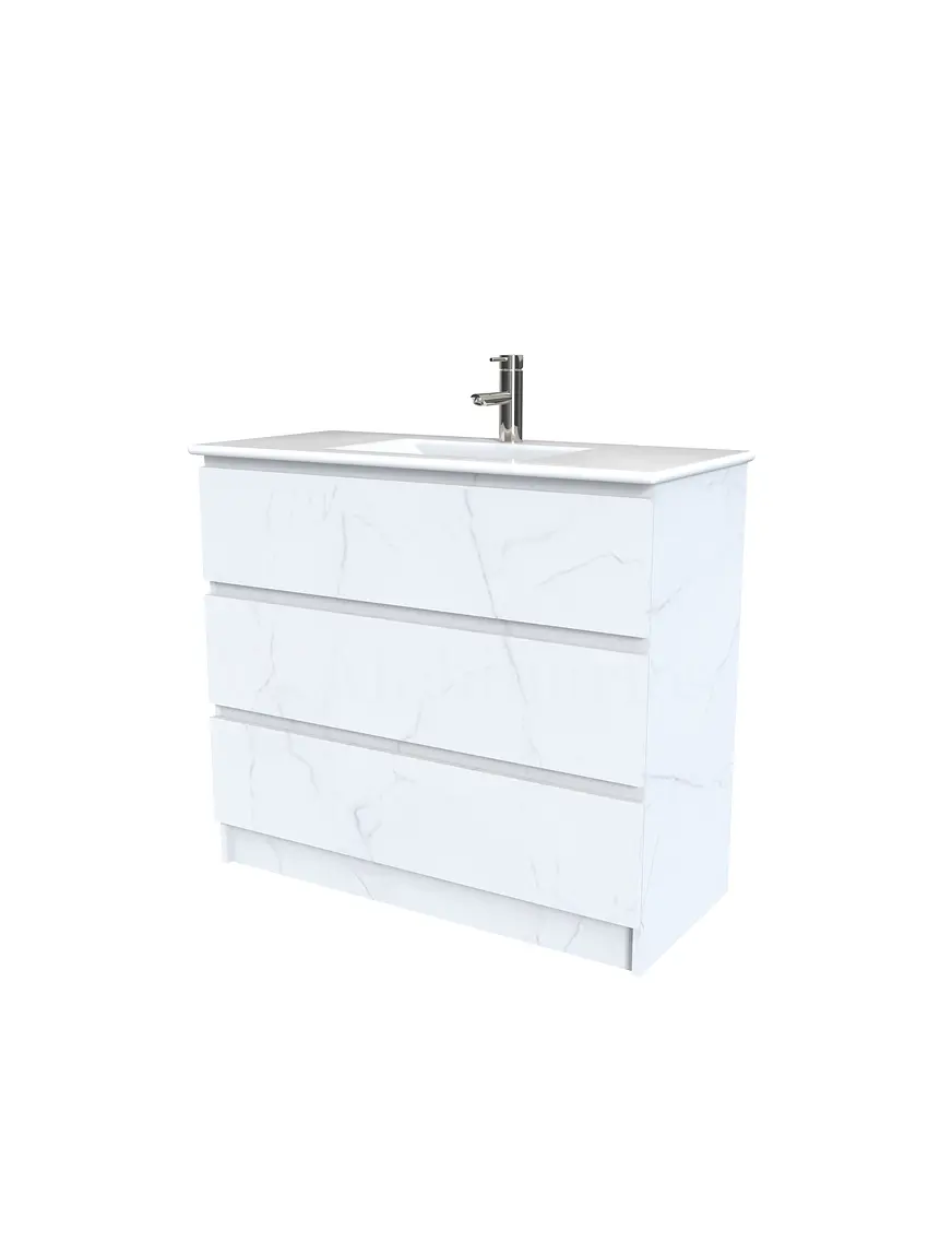 Mueble vanitorio al piso  de 100  cm con cubierta de loza M3-001  / Marmara 1