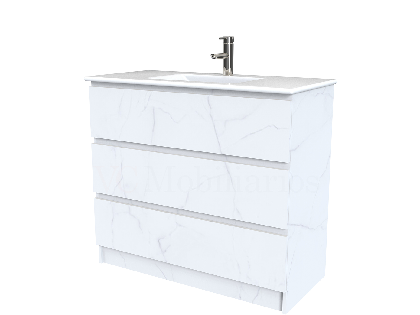 Mueble vanitorio al piso  de 100  cm con cubierta de loza M3-001  / Marmara 1