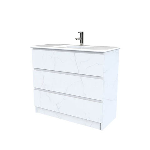 Mueble vanitorio al piso  de 100  cm con cubierta de loza M3-001  / Marmara