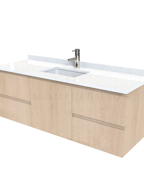 Mueble vanitorio aereo de 150 cm con cubierta de cuarzo / M2-1538-A / Rustico 1