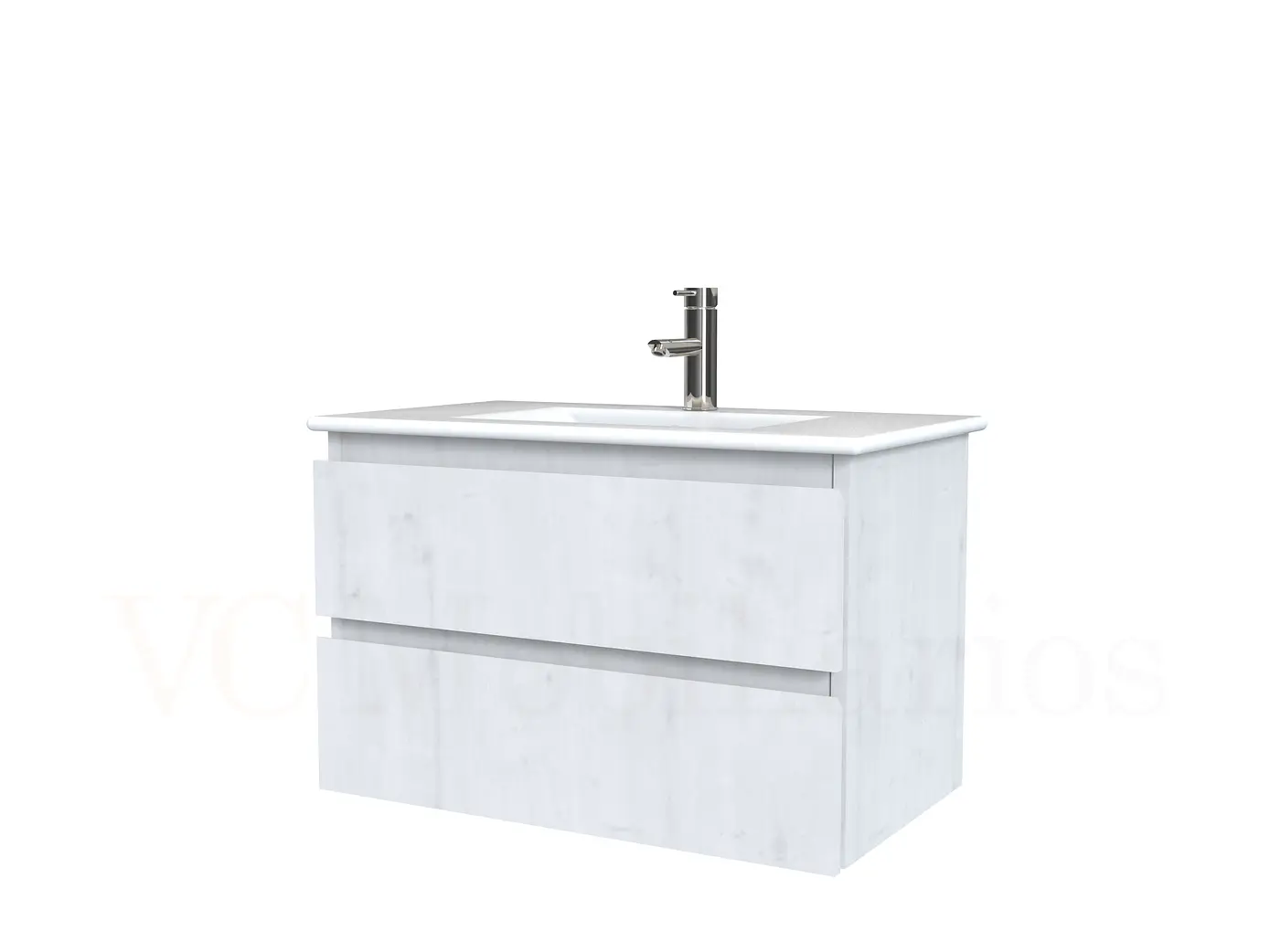 Mueble vanitorio aereo con cubierta de loza de 80 cm / M3-801-A / Alaska 1