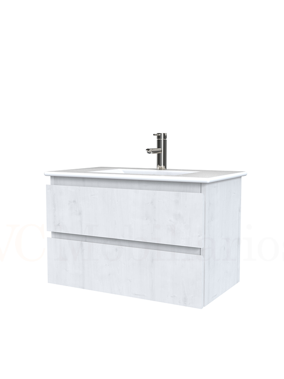 Mueble vanitorio aereo con cubierta de loza de 80 cm / M3-801-A / Alaska 1