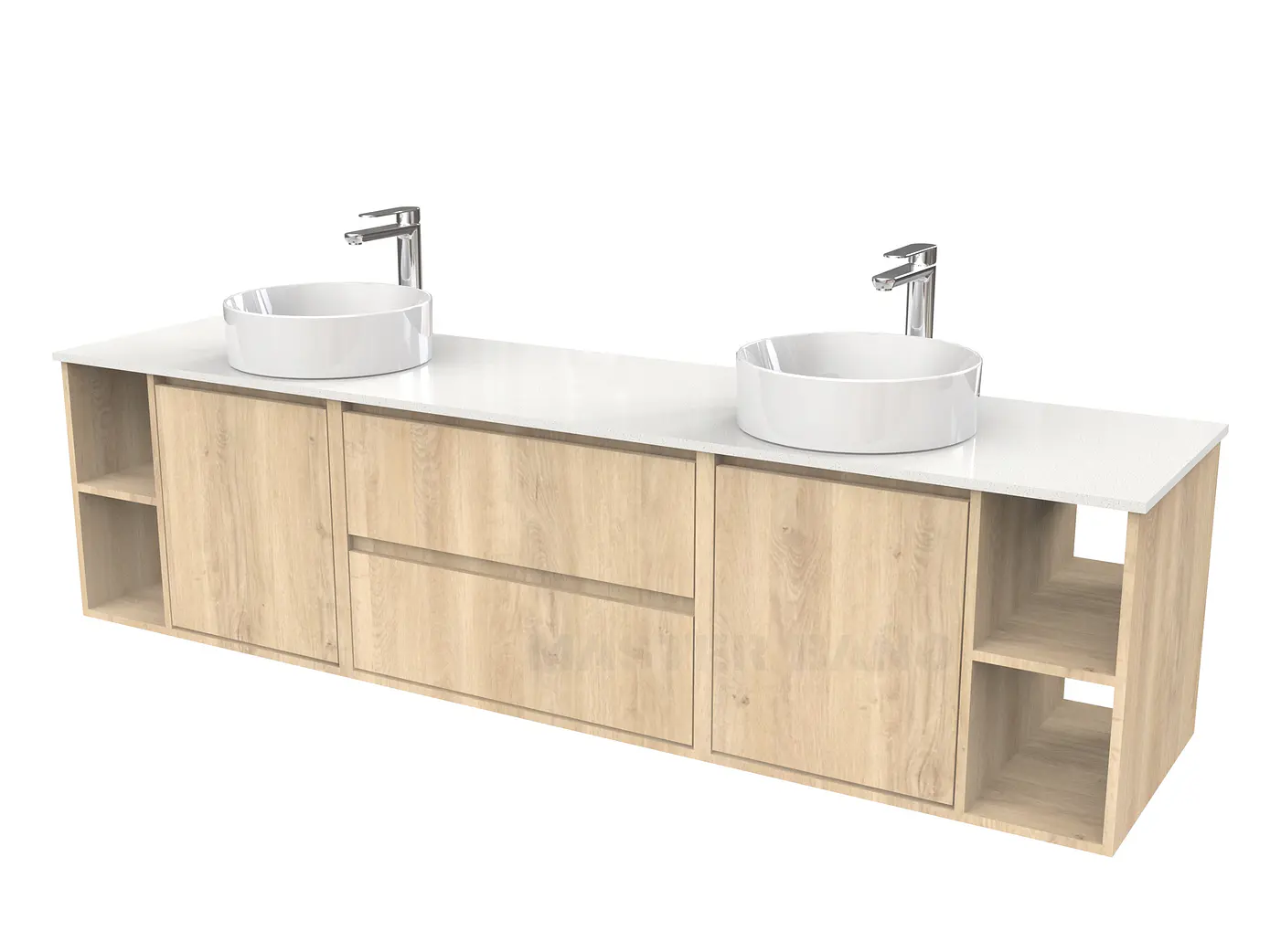 Mueble Vanitorio aereo para lavamanos sobreponer doble  de 200cm / M3-2034 -SPD / Jerez 1