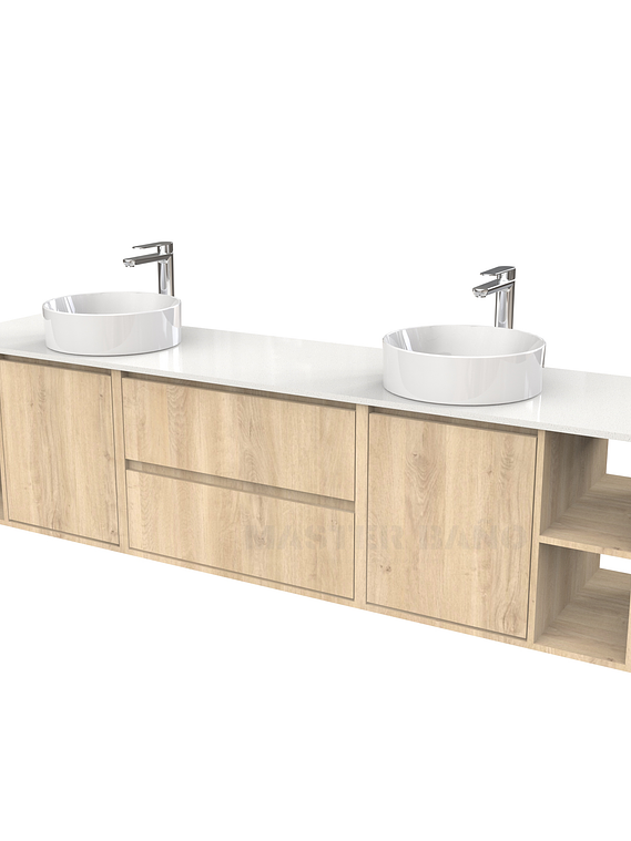 Mueble Vanitorio aereo para lavamanos sobreponer doble  de 200cm / M3-2034 -SPD / Jerez 1