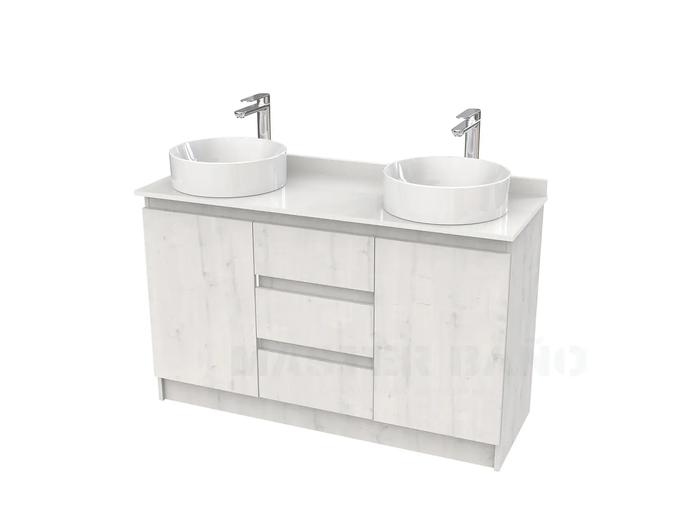 Mueble vanitorio al piso doble para lavamanos de sobreponer de 120cm /  M2-1238-DP / Alaska 1