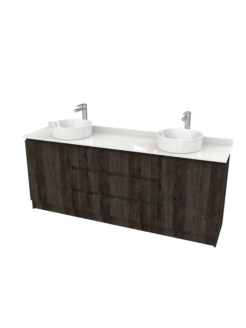 Mueble vanitorio al piso doble para lavamanos de sobreponer de 190cm /  M2-1938-DP / Espresso 1