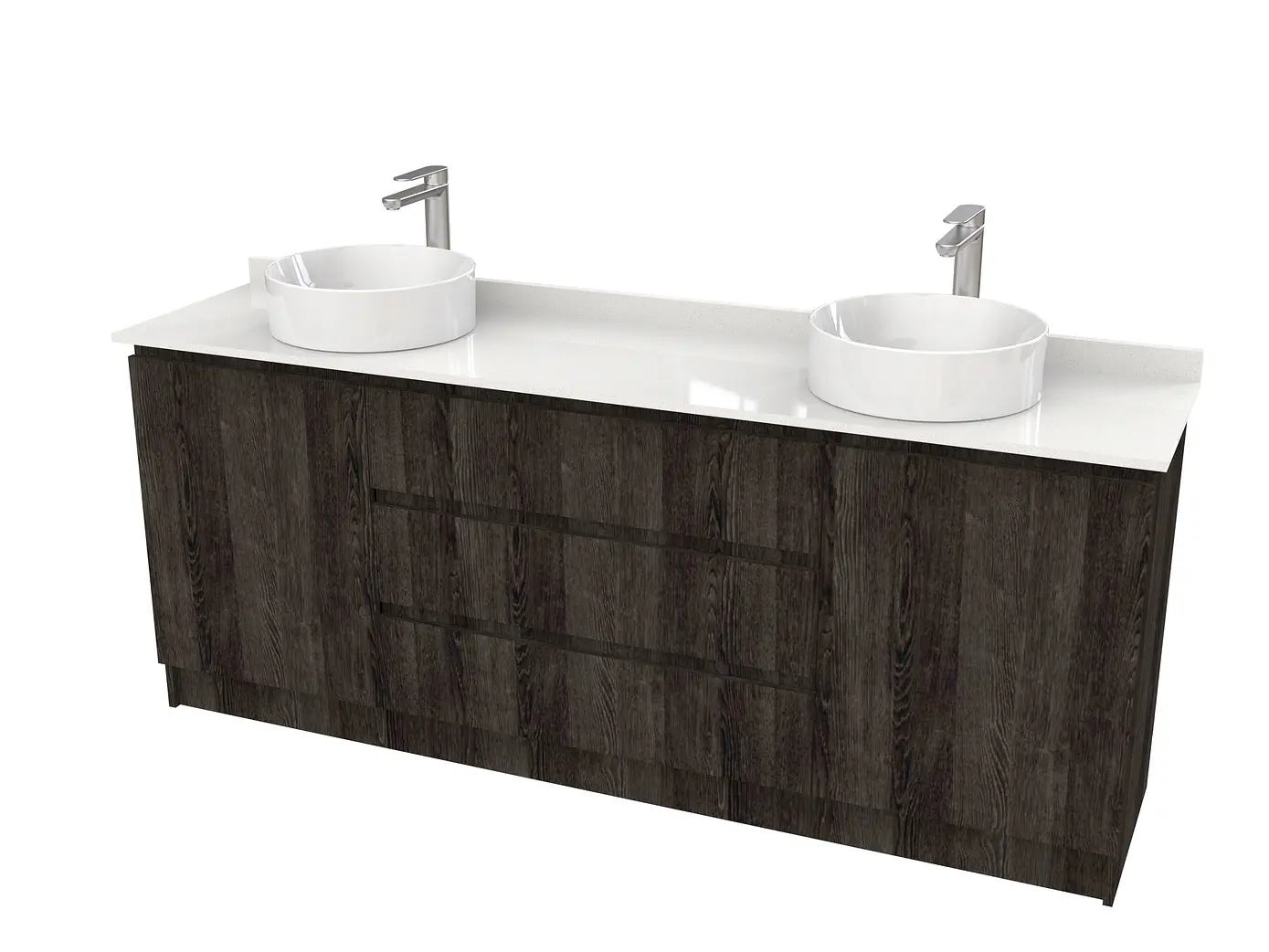 Mueble vanitorio al piso doble para lavamanos de sobreponer de 190cm /  M2-1938-DP / Espresso 1