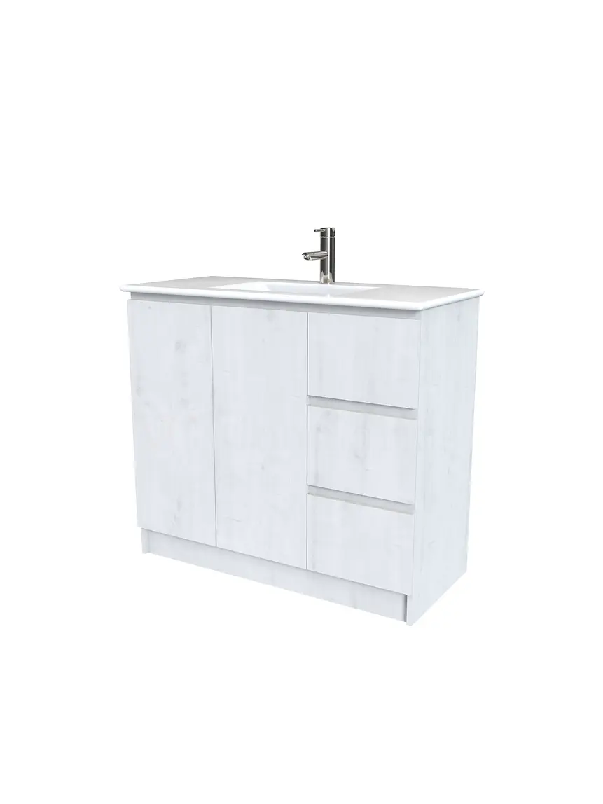 Mueble vanitorio al piso  de 100  cm con cubierta de loza M2-001  / Alaska 1