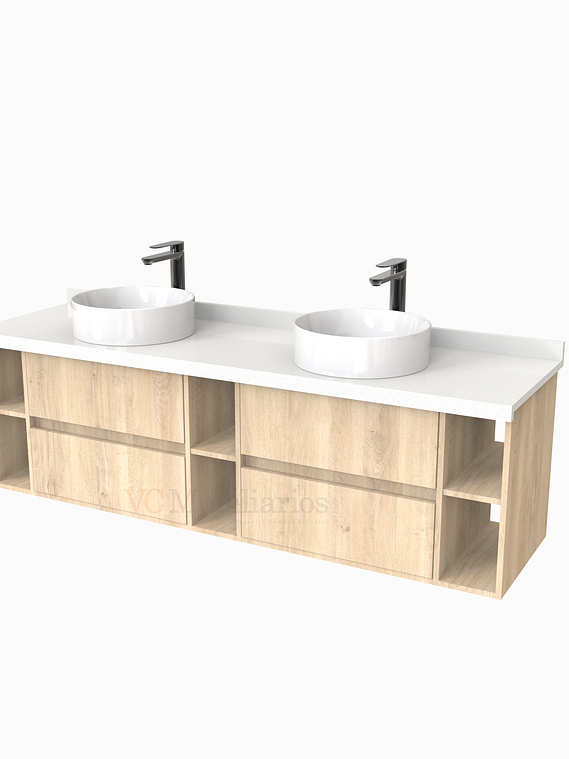 Mueble Vanitorio  para lavamanos sobreponer Doble de 170 cm M5-1730-SPA / Jerez 1