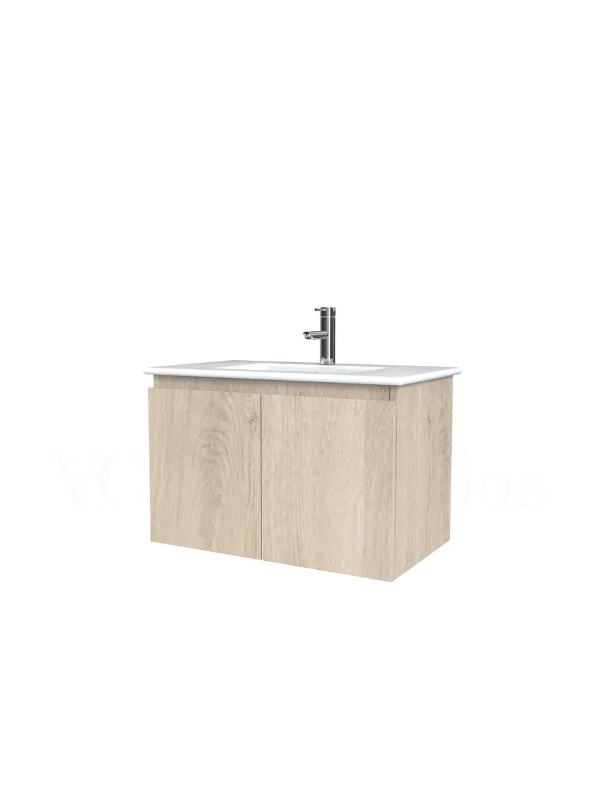 Mueble vanitorio aereo con cubierta de loza de 70 cm  /  M0-701-A / Jerez 1