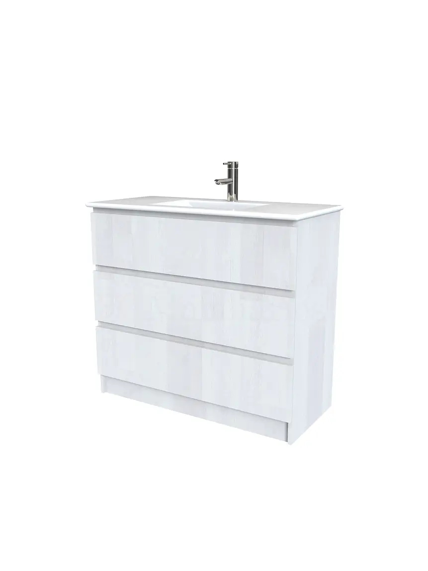 Mueble vanitorio al piso  de 100  cm con cubierta de loza M3-001  / Legno 1