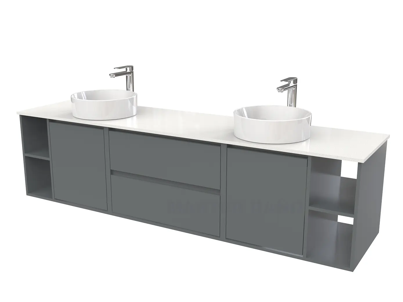 Mueble Vanitorio aereo para lavamanos sobreponer doble  de 200cm / M3-2034 -SPD / Grafito 1