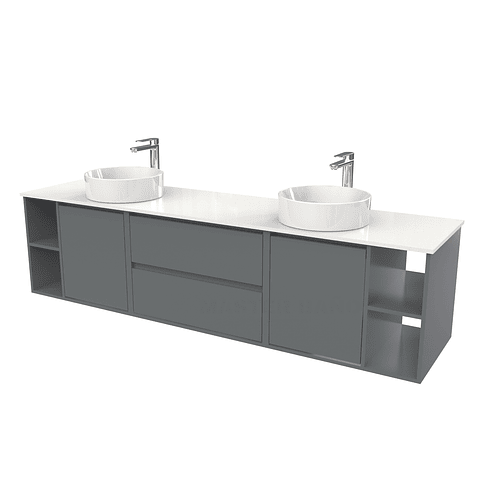 Mueble Vanitorio aereo para lavamanos sobreponer doble  de 200cm / M3-2034 -SPD / Grafito