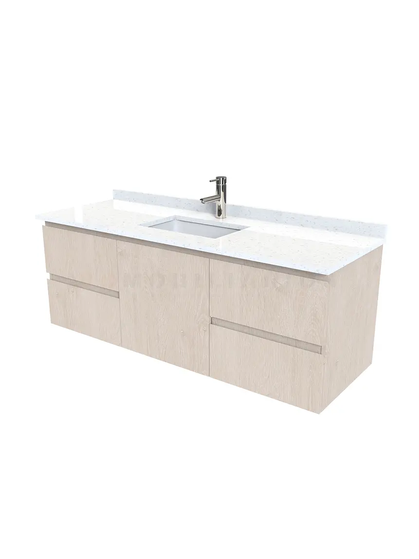 Mueble vanitorio aereo de 150 cm con cubierta de cuarzo / M2-1538-A / Provenzal 1