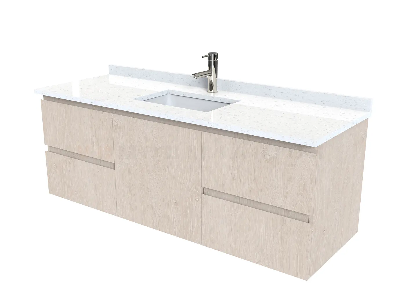 Mueble vanitorio aereo de 150 cm con cubierta de cuarzo / M2-1538-A / Provenzal 1