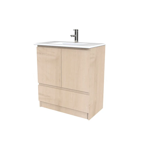 Mueble vanitorio al piso  de 80  cm con cubierta de loza M4-801  / Rustico