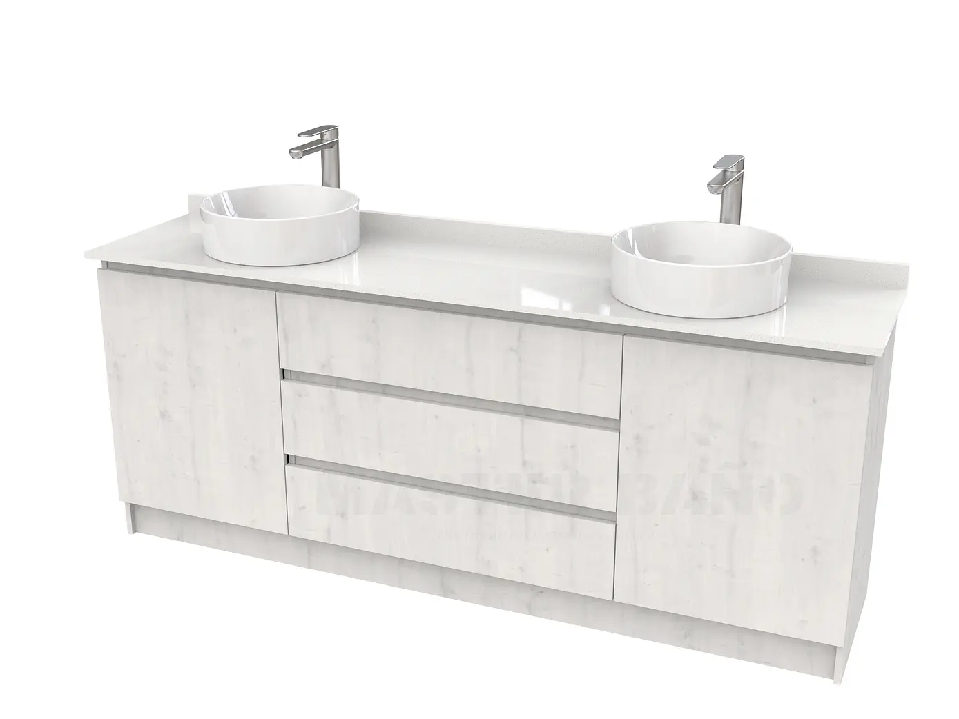 Mueble vanitorio al piso doble para lavamanos de sobreponer de 200cm /  M2-2038-DP / Alaska 1