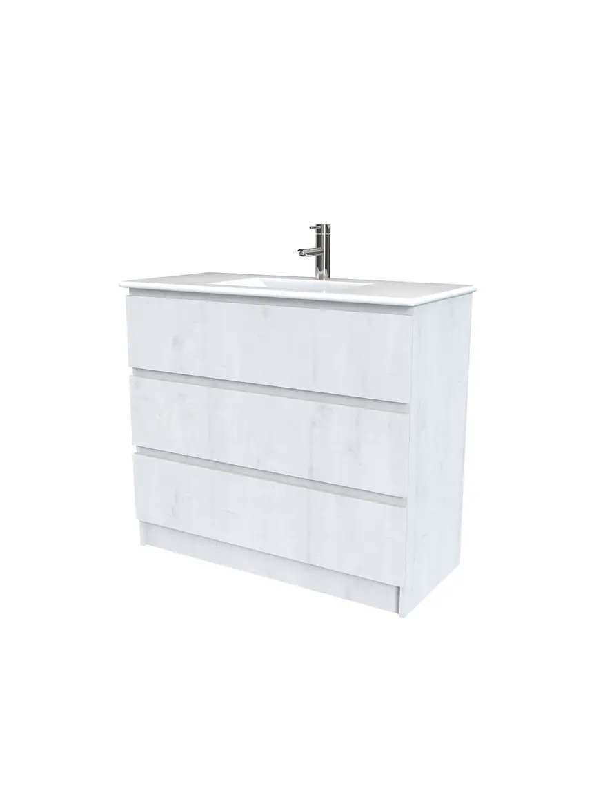 Mueble vanitorio al piso  de 100  cm con cubierta de loza M3-001  / Alaska 1