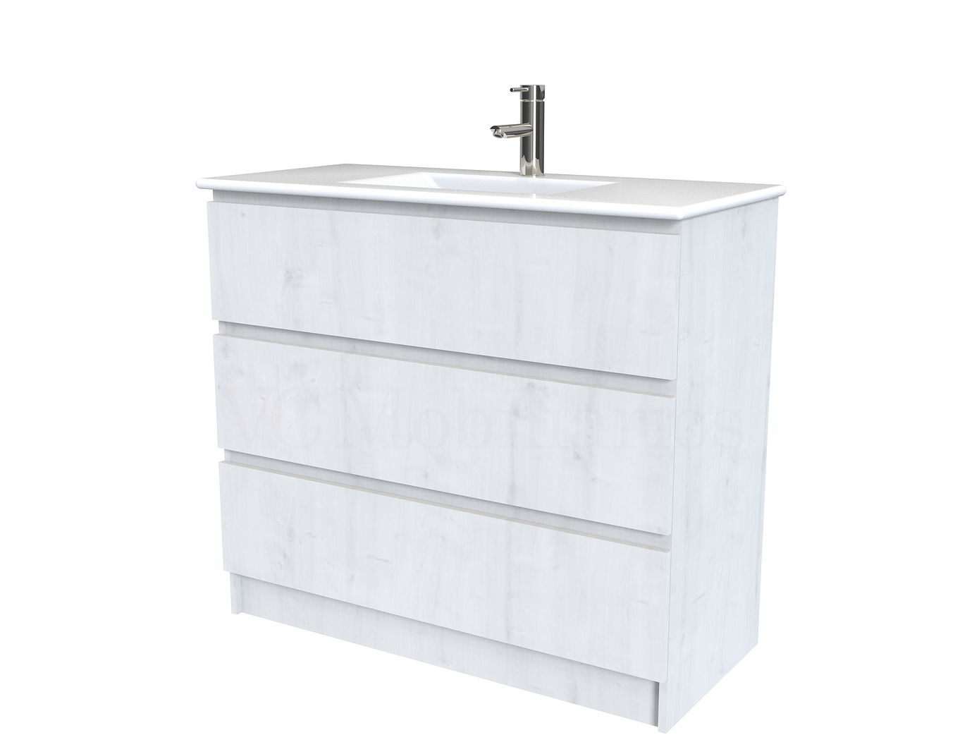 Mueble vanitorio al piso  de 100  cm con cubierta de loza M3-001  / Alaska 1