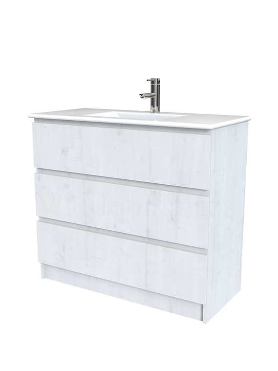 Mueble vanitorio al piso  de 100  cm con cubierta de loza M3-001  / Alaska 1