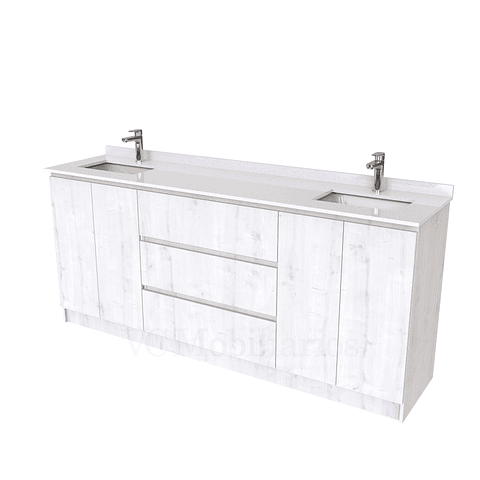 Mueble vanitorio Doble al piso con cubierta de cuarzo  de 200 cm /  M2-2034 -D / Alaska